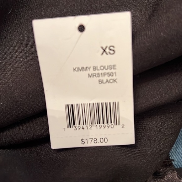 Tahari New with Tags Black Sheer Sequence Kimmy Blouse Size XS - Picture 12 of 12